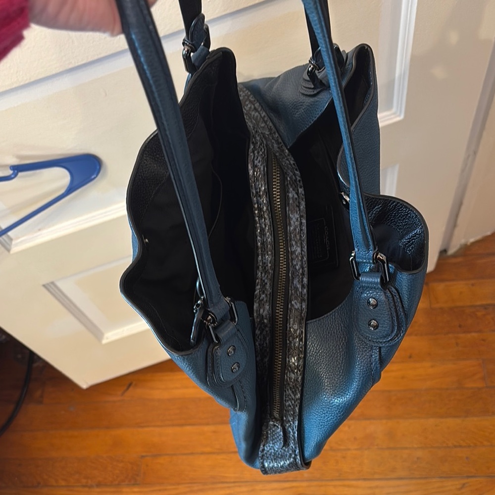 Coach Teal Leather Shoulder Tote - Picture 7 of 9
